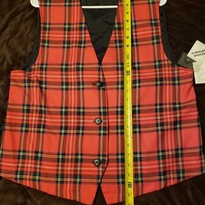 Plaid Red Vest for Women - Classic Button Front